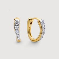 Gemnel - Aros de Plata de Ley 925 con Diamantes, Modelo Riva Huggies y Juego de Aros Pequeños para Mujer