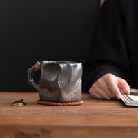 Tasse à café en céramique rustique de style Wabi-Sabi, forme irrégulière, vintage, pour le thé de l'après-midi, compatible micro-ondes