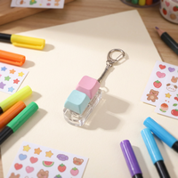 Porte-clés LED sonore personnalisé Anime, carré, mignon, en acrylique, avec bouton-pression anti-stress, étanche, en plastique, cadeau