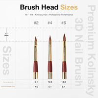 Nouveau Pinceau à Ongles Magnétique 100% Kolinsky 2026, Personnalisable avec Étiquette Privée, Manche Métallique Portable Doré, pour Acrylique # 2/4/6