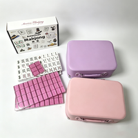 Jeu de Mahjong américain d'Halloween, 166 tuiles, tuiles de Mahjong rose scintillantes, boîte-cadeau thématique, accessoires complets pour jeu de table pour adultes