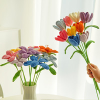 Vente en gros de tulipes ouvertes multicolores au crochet faites à la main pour Noël Saint-Valentin Nouvel An floraison artificielle