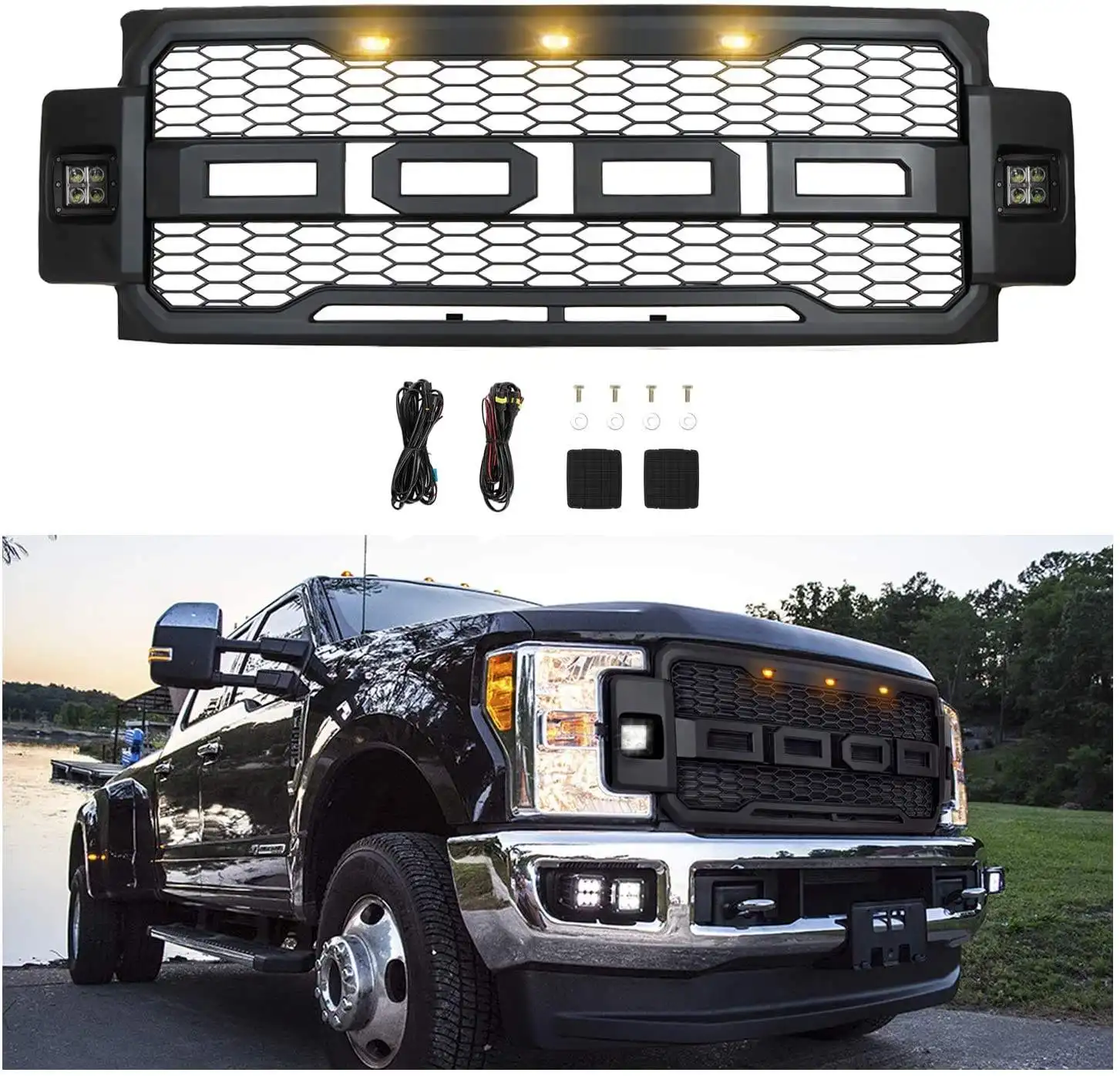 Stunningmore Raptor Accessories Car Parts Front Bumper Grille For Ford F250 F350 F450 2017 2018 2019 2020