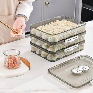 Caja <span class=keywords><strong>rectangular</strong></span> para dumplings de congelación rápida para el hogar, plástico de grado alimenticio con técnica de inyección de PP para almacenamiento de refrigerador de cocina - Product Image 1