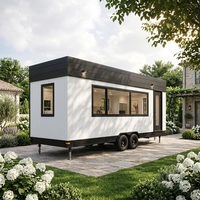 Mini-maison conteneur modulaire en acier sur roues avec design moderne pour entrepôt et habitation