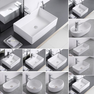 Ceramic Countertop Basin Round White Single Hole Easy Cleaning Household Sink - Product Image 4