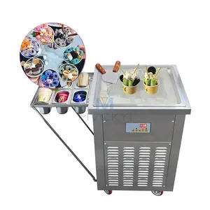 Mvckyi hiệu quả phẳng Pan ngay lập tức Thái Lan cán Icecream làm Thái Con lăn chiên kem cuộn máy