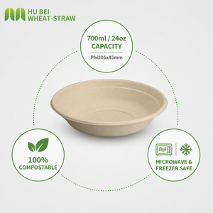Bol biodégradable rond de 32 oz en bagasse de canne à sucre, pour plats à emporter, <span class=keywords><strong>Poke</strong></span> <span class=keywords><strong>Bowl</strong></span> en canne à sucre, récipient alimentaire jetable, compatible micro-ondes - Product Image 2
