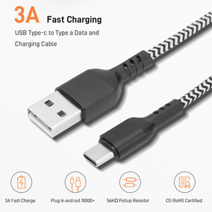 Rápido de carga USB A USB-C de algodón trenzado de alta velocidad de sincronización de datos USB tipo-C Cable para teléfono móvil portátil - Product Image 2