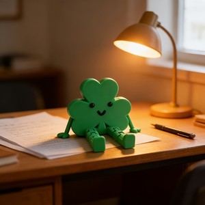 ตุ๊กตาพลาสติกโคลเวอร์สีเขียวน่ารักการ์ตูน 3D ของตกแต่งโต๊ะทำงานตกแต่งบ้าน - Product Image 1
