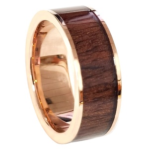 Bague de fiançailles Cheng Jewelers en <span class=keywords><strong>opale</strong></span> bleue et incrustation de bois hawaïen 6 mm 8 mm, bagues en or blanc 10k/14k/18k pour cadeaux d'anniversaire - Product Image 6