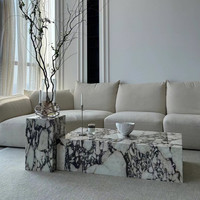 Table basse en marbre violet Calacatta pour salon, plateau de luxe en marbre violet, meuble en pierre