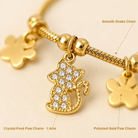 Gelang Pesona JinSpark Baja Tahan Karat 316L Berlapis Emas 18K Rantai Tautan yang Dapat Disesuaikan Zirkon Bening 5A Perhiasan Cakar Bunga Hadiah