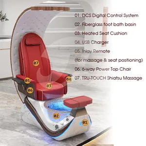 Luxury Foot Spa Beauty Salon Furniture Durable Back-Flow Prevention Design Lounge Whirlpool Throne Pedicure Chair With Lighting