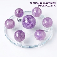 Boule en cristal d'améthyste violette naturelle, motif sept étoiles, pierre polie, ornement décoratif pour la maison et le bureau