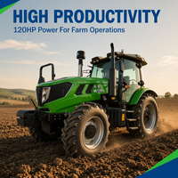 Tracteur agricole 4x4 120 ch avec cabine climatisée, moteur diesel, démarrage électrique
