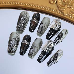 Ongles artificiels de luxe en acrylique, faits à la main, réutilisables, longs, mats, vente en gros - Product Image 1