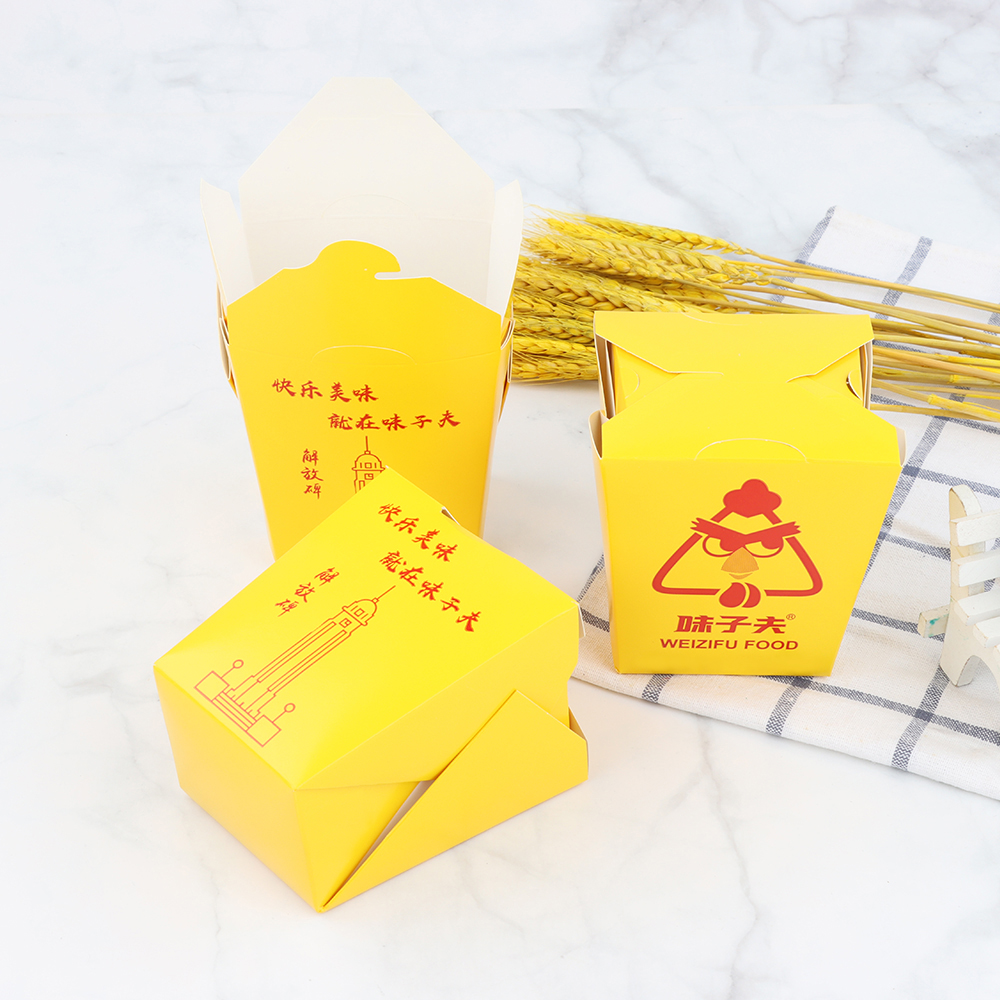 Custom printed disposable kraft packaging for food takeout takeaway rice chinese noodle packing paper box with your logo