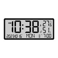 Huayang 8303Y01 Großbildschirm LCD Digitaluhr Wand- und Tischuhr mit Temperatur- und Feuchtigkeitsanzeige Doppelter Wecker für Wohnzimmer