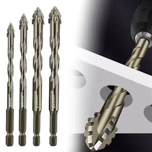 Four-Edged Serrations Drill <b>Bit</b> Set Drilling Tools for Glass Tile and Concrete 6/8/10/12mm Multifunction Drill <b>Bit</b> Set Tools - Product Image 1