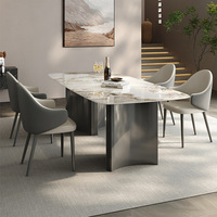 Table à manger carrée multifonctionnelle minimaliste moderne avec plateau en pierre, idéale pour les petits appartements – Fabricant d'origine