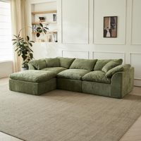 Canapé-lit modulaire en tissu chenille de 109 pouces, en forme de L, 3 places, avec assise profonde surdimensionnée, garni d'éponge, ottoman modulaire, vert