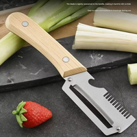 Nieuw ergonomisch schilmesje met houten handvat, roestvrijstalen groenteschiller met houten handvat, 2-in-1 fruit- en aardappelschiller