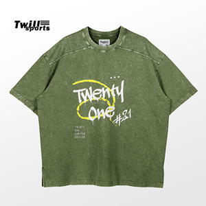 T-shirt à manches courtes col rond en coton tricoté 100 % délavé à l'acide style vintage pour homme, personnalisé, avec logo imprimé numériquement sur le devant, vente en gros - Product Image 3