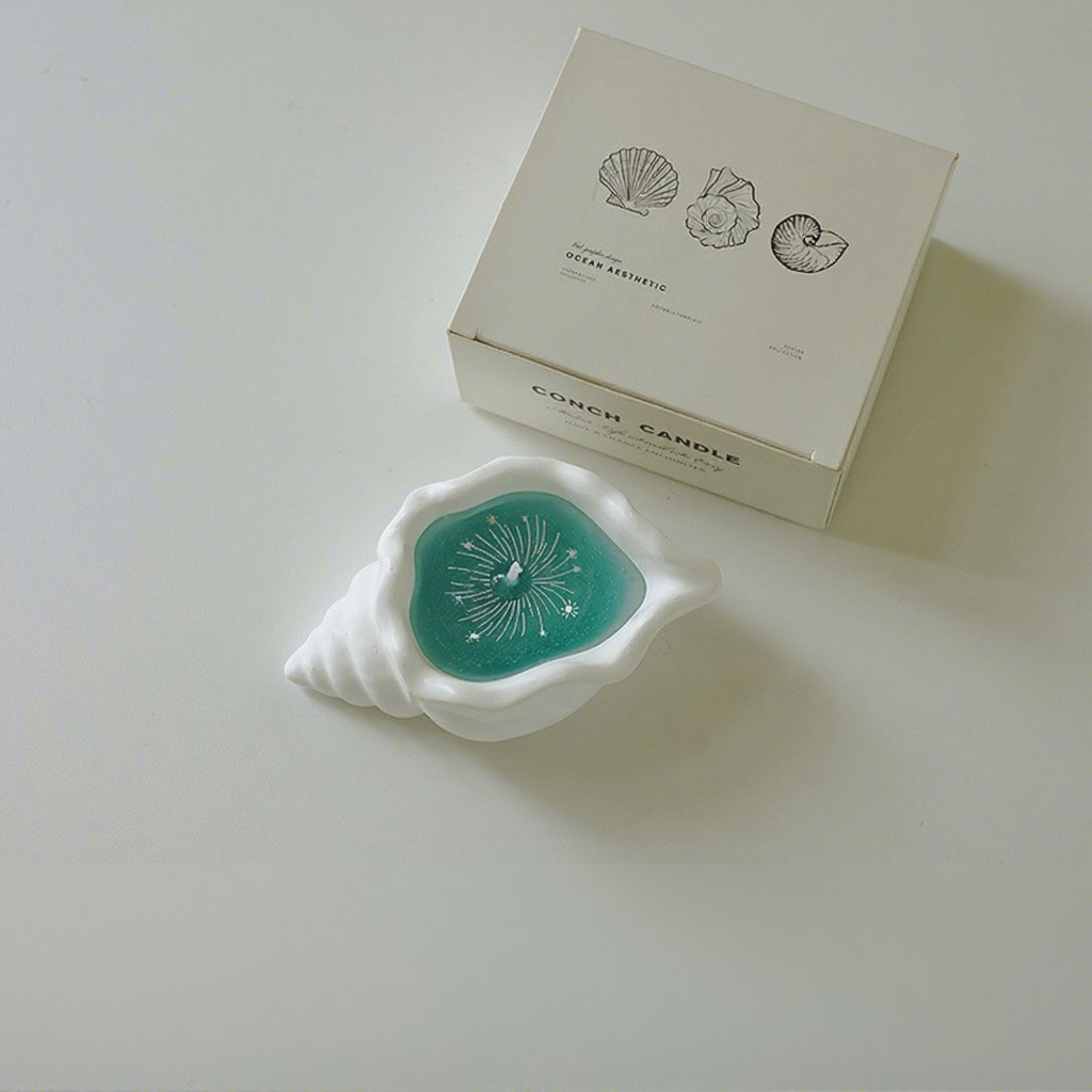Bougie parfumée océan style feu d'artifice bleu-vert