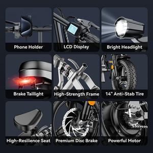 Fabricant de vélos électriques ODM OEM, vélo électrique pliable de montagne, vélo électrique 48V 1000W Peak 15AH, vélo électrique à pneus larges - Product Image 4