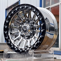 Rines Beadlock Forjados con Acabado Cromado 8x165.1 8x170 8x180 con Anillo Negro para Todoterreno, para Silverado F250 Ram 2500 3500