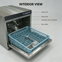 Lavavajillas de Vidrio Tipo Cajón Integrado, Carcasa de Acero Inoxidable 304, Máquina Comercial para Cocina con Desinfección a Alta Temperatura