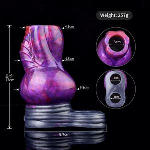 NNSX Fantasy Dog Knot Penis Sleeve Large Silicone Sheath Cock Enlargement & Extender Open Ended Hollow <b>Dildo</b> Sex Toys for Men - Product Image 6