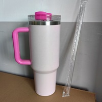Gobelet isotherme en acier inoxydable à double paroi de 40 oz (1,18 L) avec logo personnalisé, mug à café de voyage, thermos avec poignée et paille