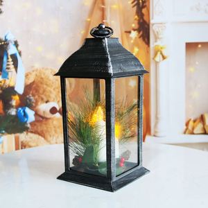 Lanterne décorative de Noël vintage, lanterne suspendue d'intérieur à LED blanc chaud vacillante sans flamme, alimentée par piles - Product Image 1