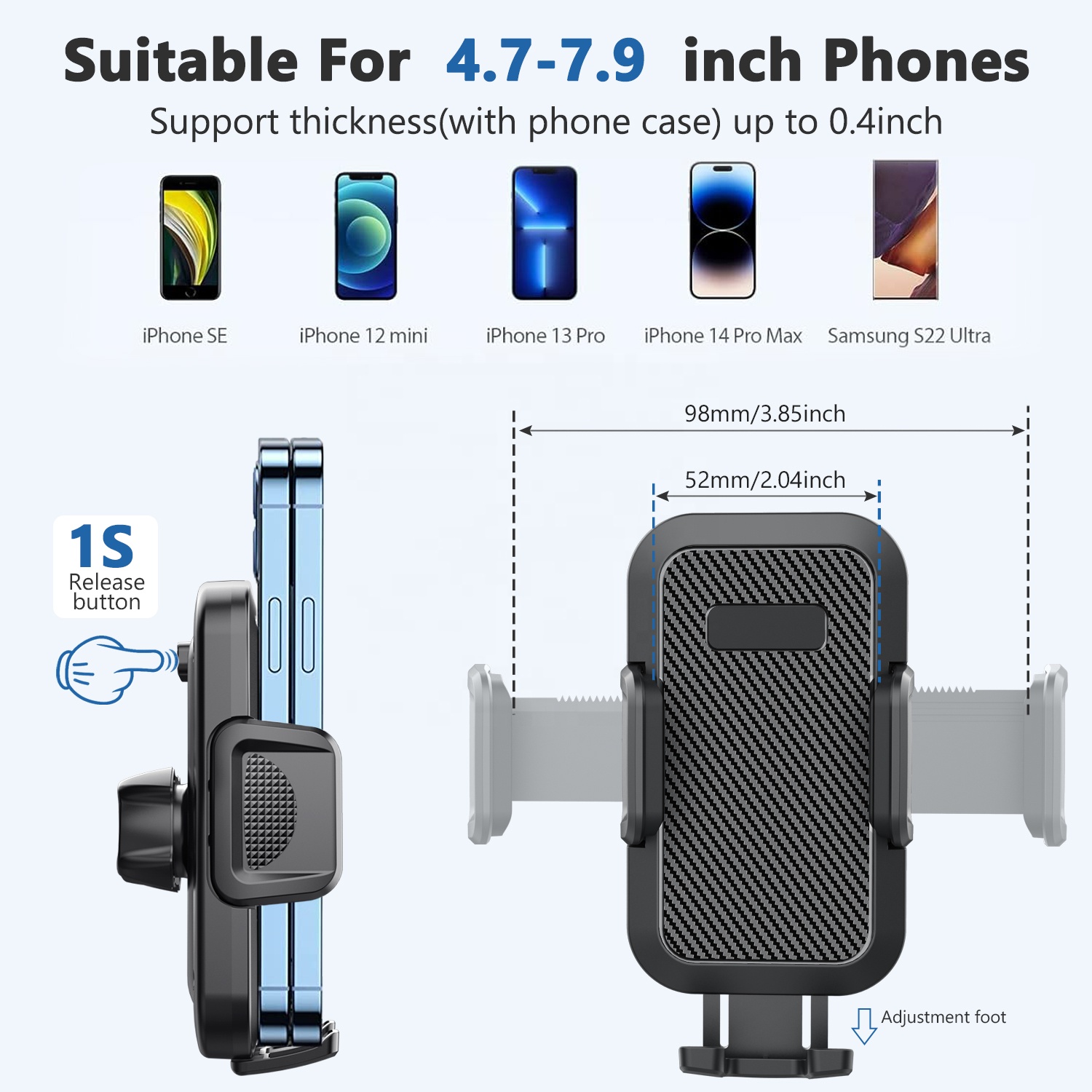 BHKA SDI ML243 Universal Car Phone Holder - 360° Retractable Magnetic Mount