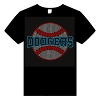 Cheer Baseball Strass Conception Hot Fix Dodgers Strass Fer sur Transfert De Chaleur Presse Fer sur Patch Conception pour Vêtements