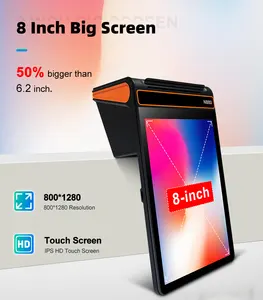 Дешевые Mesin Android 12 мобильный ручной Pos-машина терминал с термопринтером 58 мм точка продажи Android 12 POS система