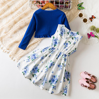 Robe de bal princesse pour filles, en mousseline, imprimée, couleur unie, à fleurs, dos nu, sans manches, longueur cheville, avec jupe en maille volumineuse