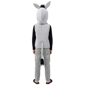 Costume d'âne en peluche couleur anthracite unisexe et mignon pour enfants, idéal pour les jeux scolaires, la Nativité de Noël, les animaux de la ferme, avec gilet sans manches et tunique à oreilles - Product Image 4