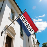 Drapeau personnalisé pour bière fraîche, double face, en polyester, rouge, blanc, bleu, bannière murale pour bar, garage, salle de jeux, décoration extérieure