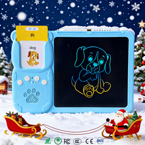 Tablette d'écriture LCD 2-en-1 et cartes flash parlantes 8,5 pouces pour Noël – Jouet éducatif portable pour gribouillage et dessin - Product Image 1