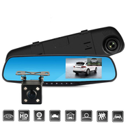 Caméra de tableau de bord T600, résolution 720P, écran TN de 4.19 pouces, boîte noire, rétroviseur, double objectif, enregistreur de voiture dvr, prix d'usine
