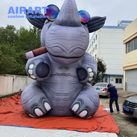 Ballon gonflable en forme de rhinocéros fumeur, dessin animé personnalisé sur mesure, pour fêtes et événements de carnaval