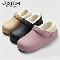 Chaussons d'hiver pour la maison - Chaussures chaudes en peluche antidérapantes à semelle souple en EVA imperméable