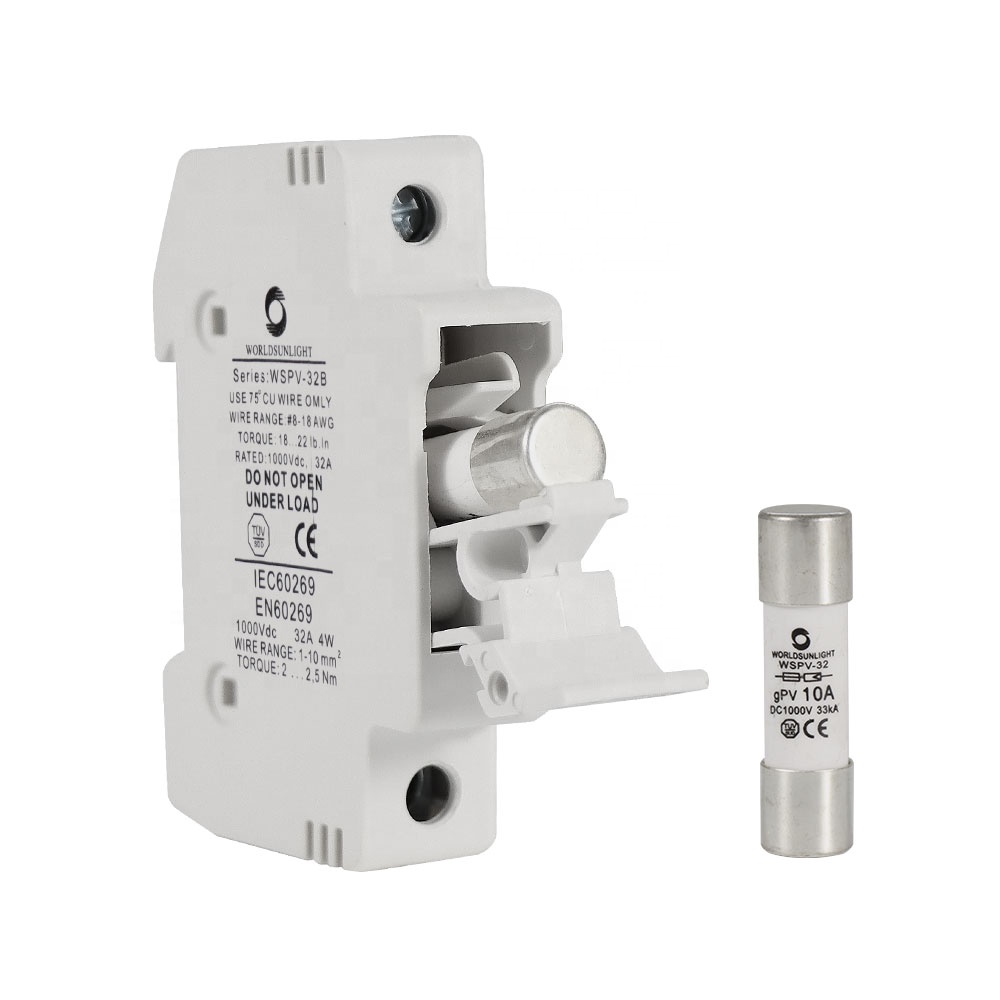 WSPV-32B предохранитель постоянного тока 10*38 мм, 12 А, 15 А, 16 А, 20 А, 25 А, 30 А, 32 А, солнечный плавкий предохранитель постоянного тока 1000 В с держателем предохранителя