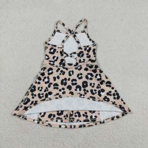 Robe-short de sport décontractée pour petites filles, motif léopard, mignonne, pour le tennis et le yoga, doublée, vêtements assortis pour sœurs - Product Image 5
