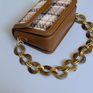 Catena Decorativa Vintage in Resina Acrilica Colorata con Metallo Contrastante, Fatta a Mano, Staccabile, Marrone, per Borse da Donna, Marca Bonie, 30cm - Product Image 5