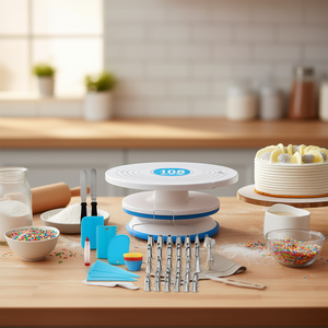 CJDG241641101AZ 11-Inch Rotating <b>Cake</b> Turntable Set 108-Pcs <b>Cake</b> <b>Decorating</b> <b>Supplies</b> Kit With Revolving Table Stand Base - Product Image 2