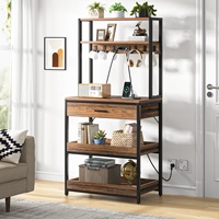 Étagère à pâtisserie en bois Tribesigns avec prises électriques, support pour four à micro-ondes, organisateurs de rangement pour la cuisine à domicile